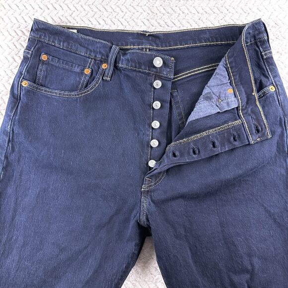 Levi's 501 XX Button Fly Jeans Mens‎ 33x28 Dark Wash Straight Fit Distressed - Picture 6 of 16